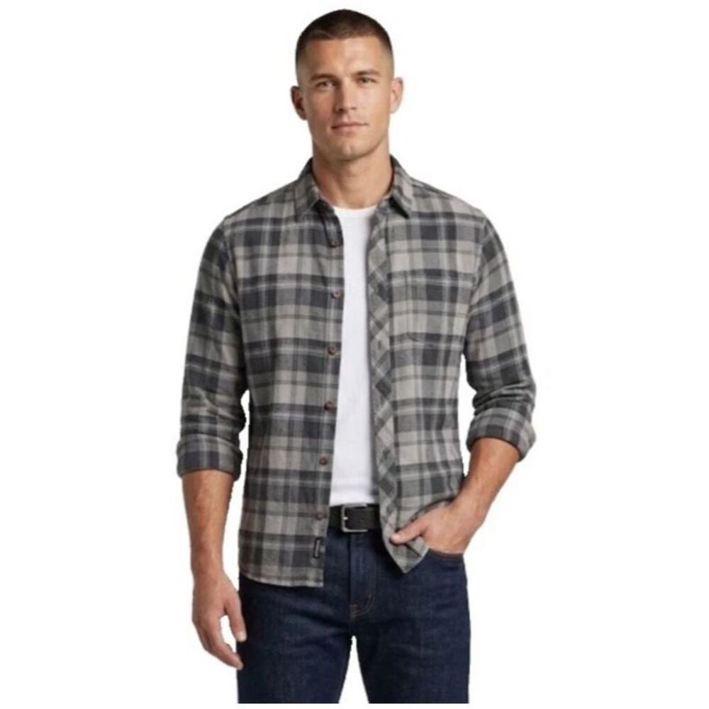 The North Face Men's Gray Tartan Plaid LS Button-Up Classic Flannel Shirt Sz S